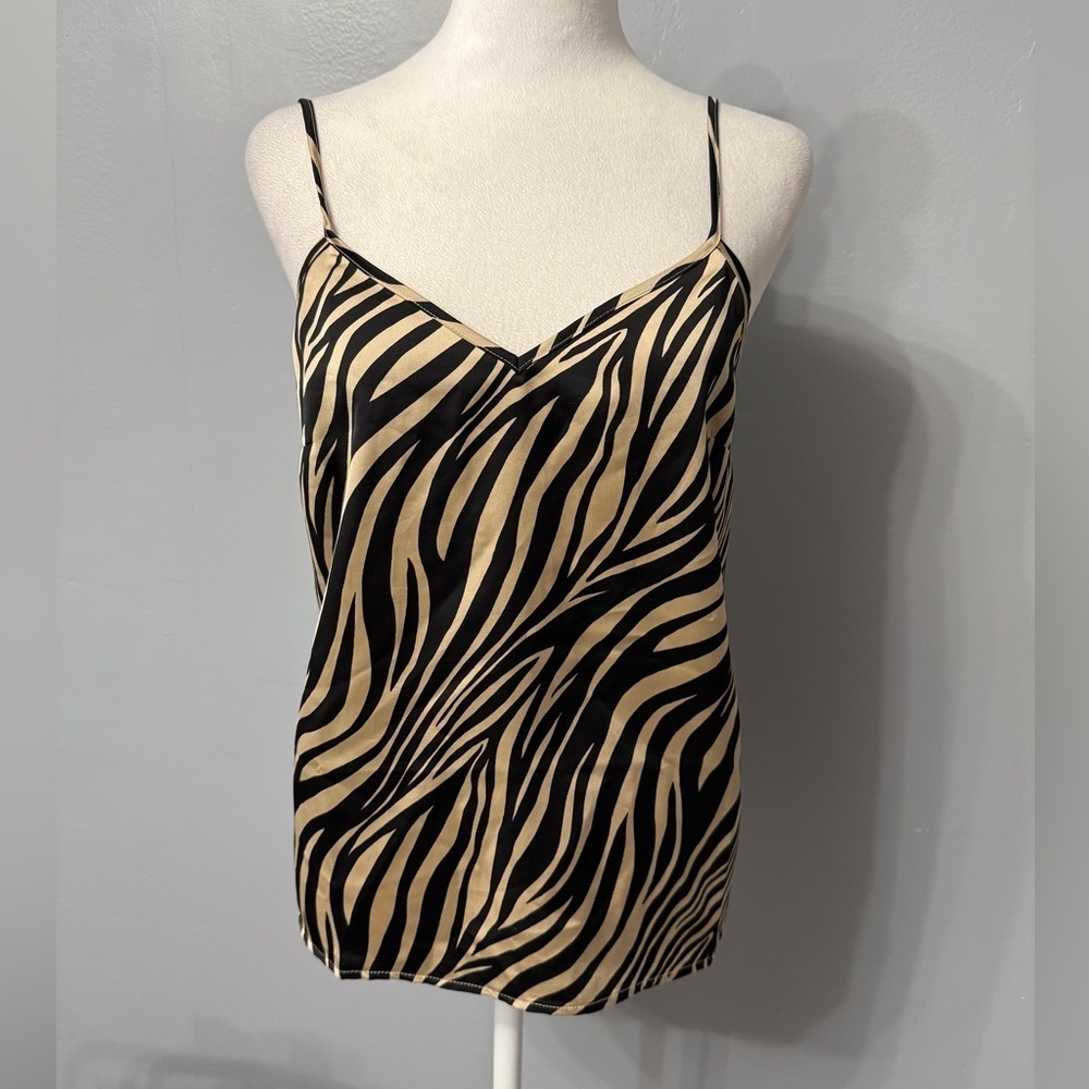 #1) J. Crew Black and Tan Zebra Camisole